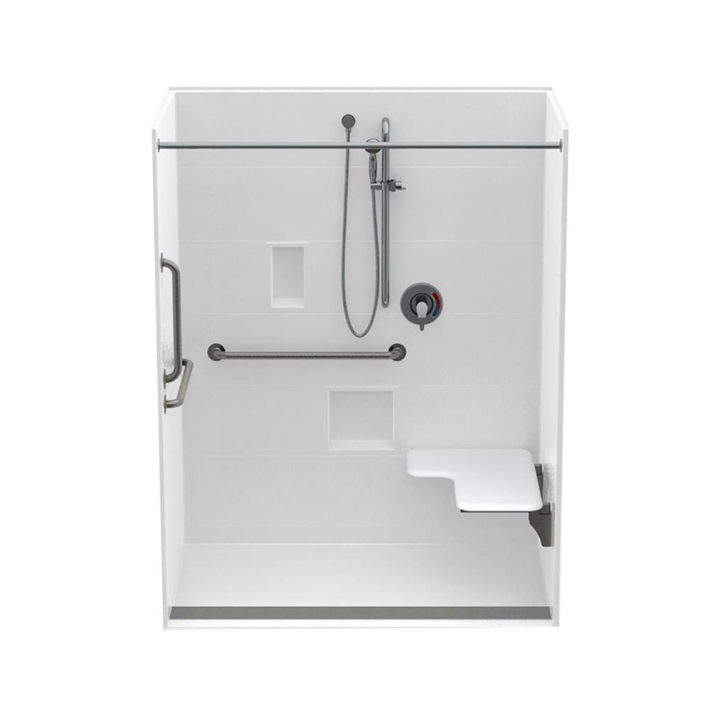 Aquatic 16034TRCOL 60 x 34 AcrylX Alcove Center Drain One-Piece Shower in Biscuit