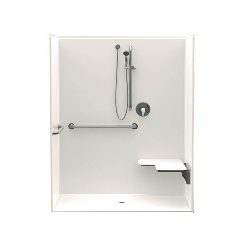Aquatic 16034BFSC 60 x 34 AcrylX Alcove Center Drain One-Piece Shower in Biscuit
