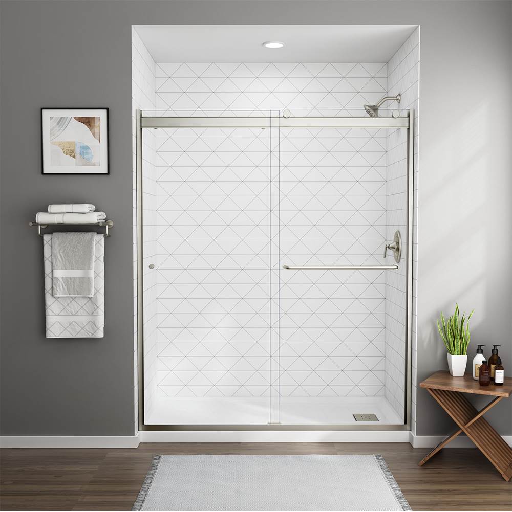 American Standard 70-Inch Height Semi-Frameless Top-Roller Sliding Shower Door