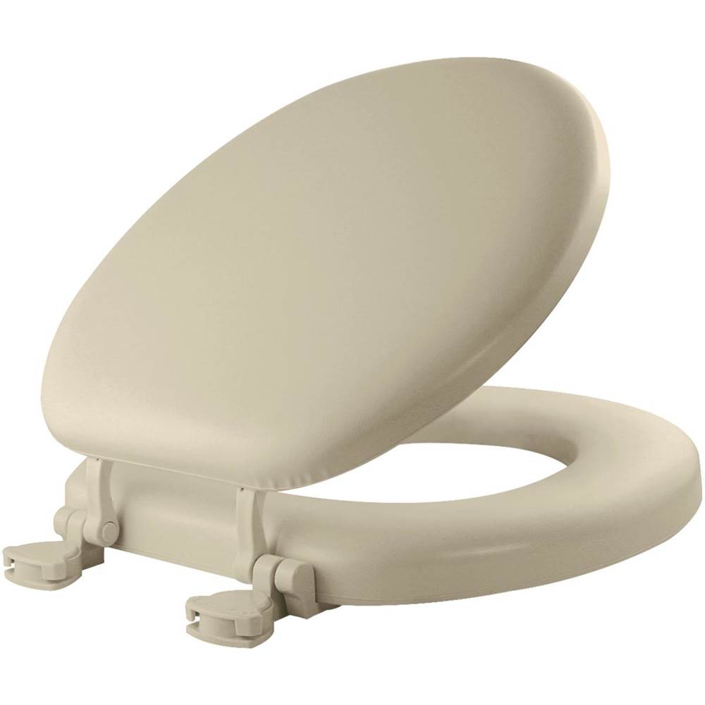 Bemis Mayfair Round Cushioned Vinyl Soft Toilet Seat in Bone STA-TITE® Seat Fastening System™ and Easy-Clean® Hinge