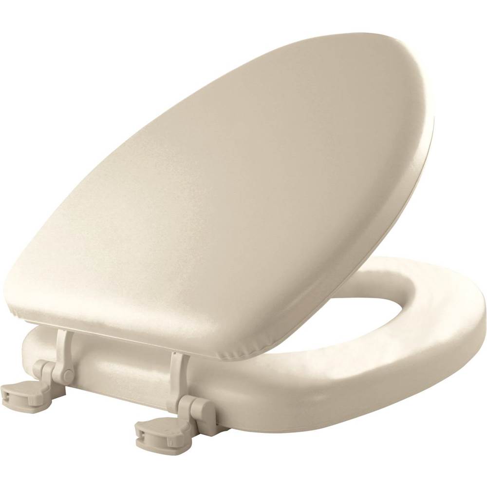 Bemis Mayfair Elongated Cushioned Vinyl Soft Toilet Seat in Bone with STA-TITE® Seat Fastening System™ and Easy-Clean® Hinge