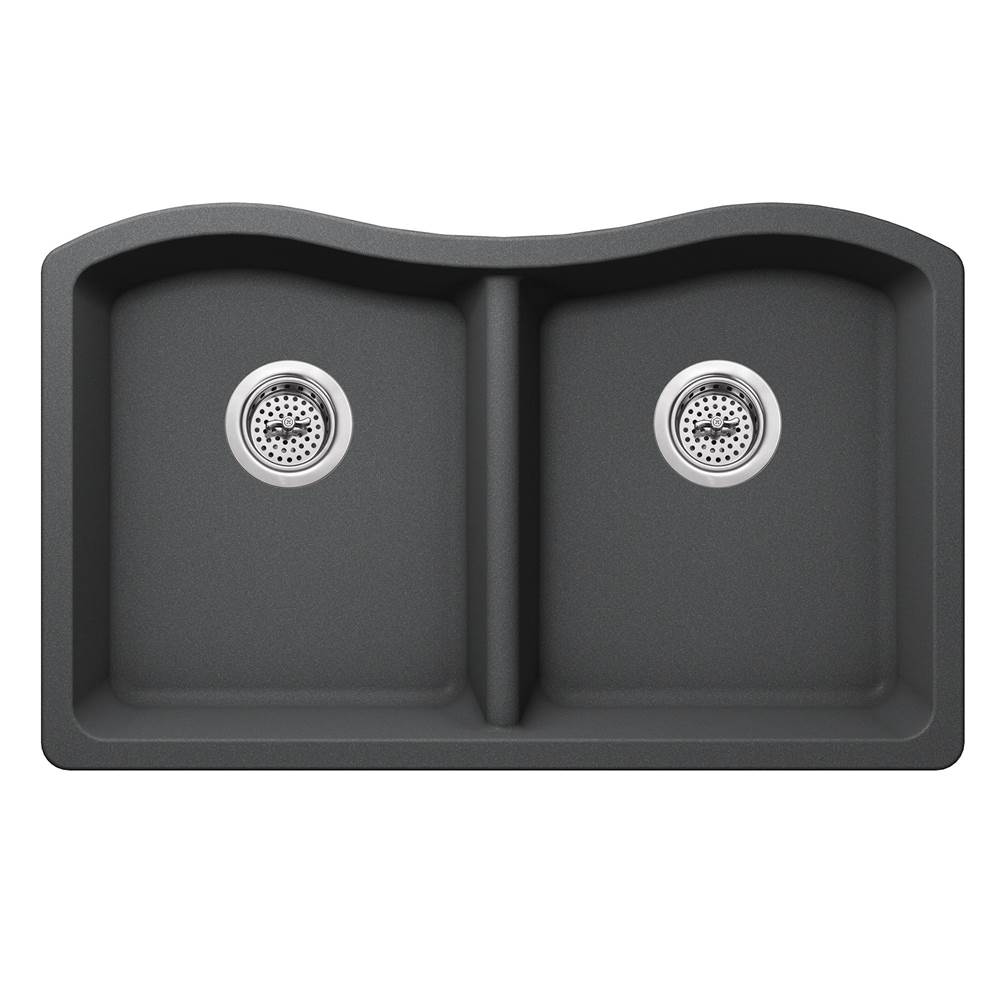 Cahaba Designs Undermount 32-1/2 in. x 20 in. 50/50 Bowl Quartz Kitchen Sink in Gray