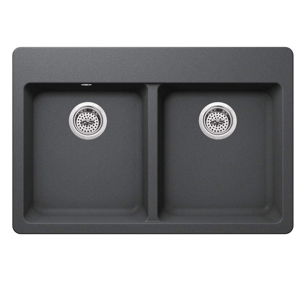 Cahaba Designs Dual Mount 33 in. x 22 in. 50/50 Bowl Quartz Kitchen Sink in Gray