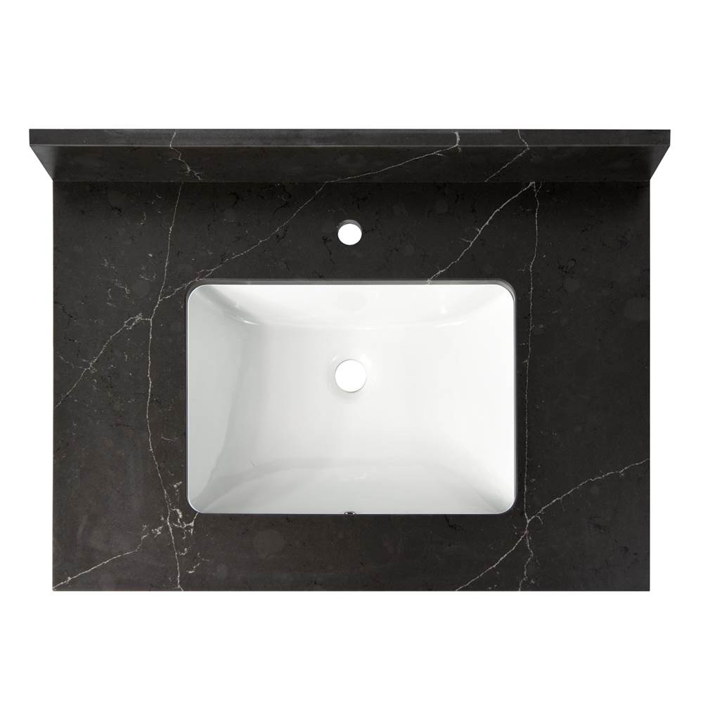 Cahaba Designs 31 in. x 22 in. Broadway Black Quartz Vanity Top with Ceramic Basin