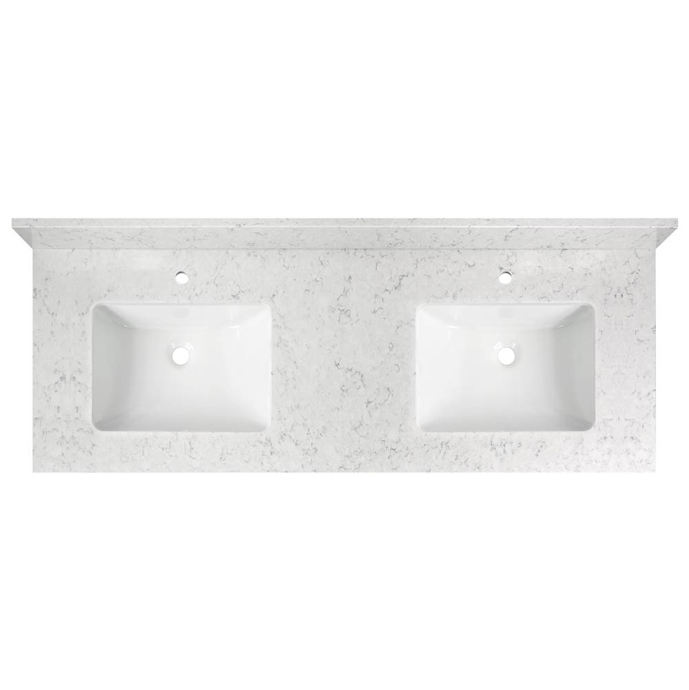 Cahaba Designs 61 in. x 22 in. Rocky Mountain Quartz Double Vanity Top with Ceramic Basins