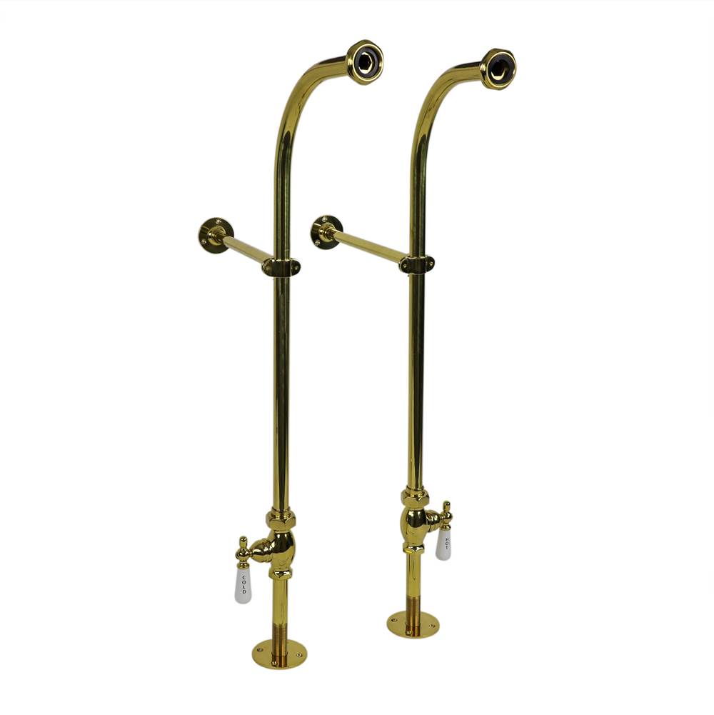 Cahaba Designs Freestanding Bath Supplies with Porcelain Lever Handles in Polished Brass