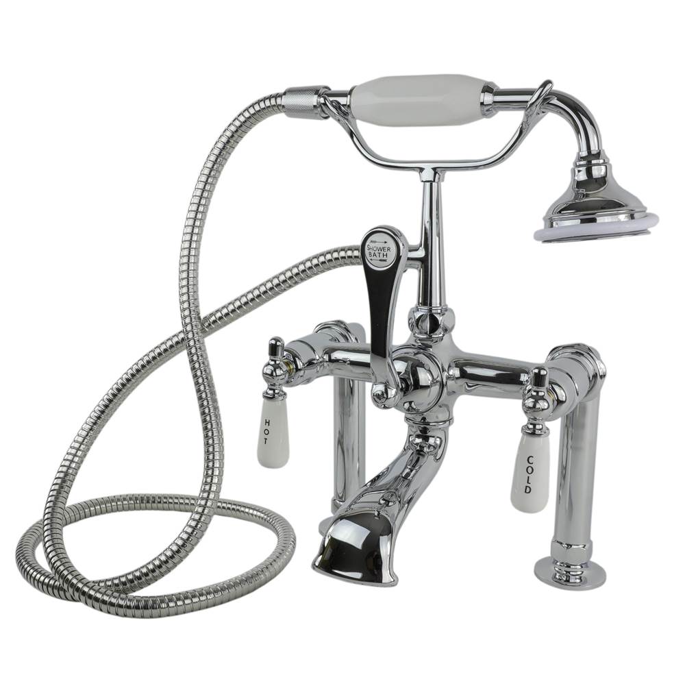 Cahaba Designs Traditional Rim-Mounted Tub Filler with Handshower in Polished Chrome