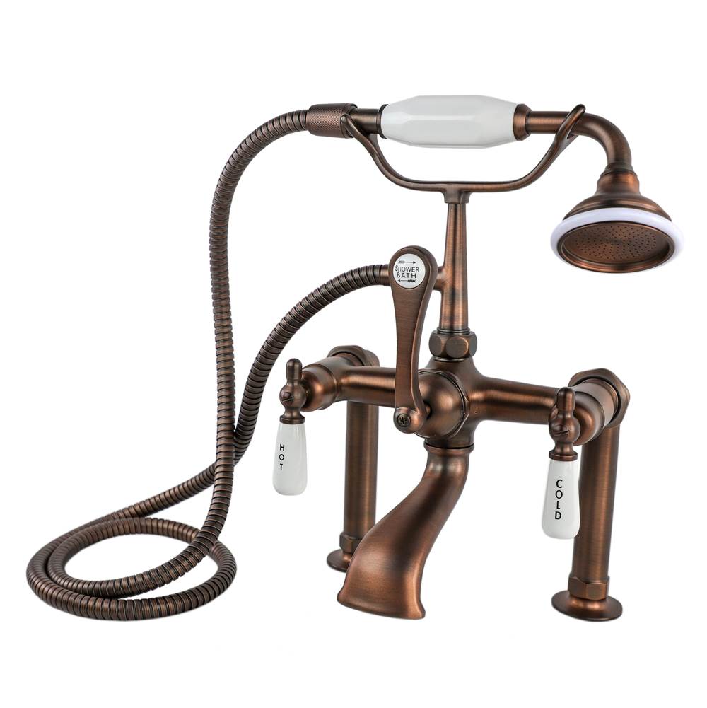 Cahaba Designs Traditional Rim-Mounted Tub Filler with Handshower in Oil Rubbed Bronze