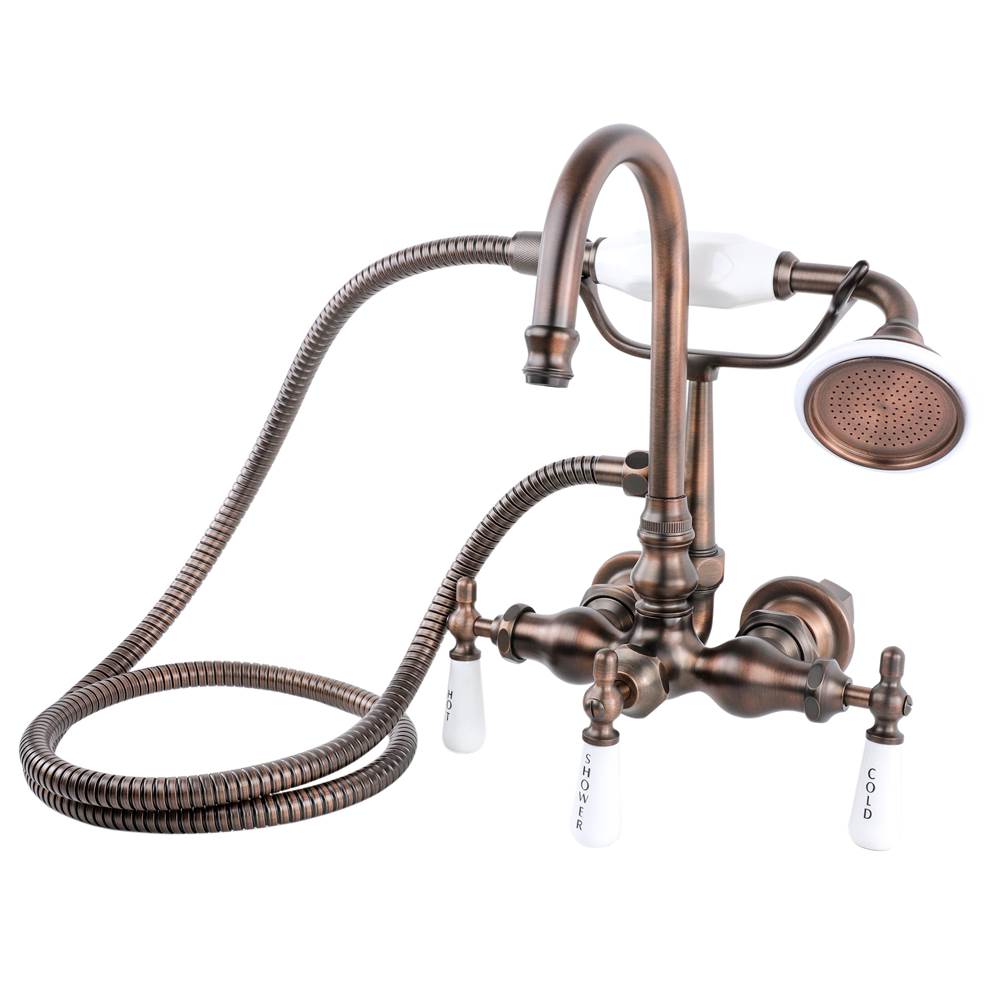 Cahaba Designs Gooseneck Tub Wall Mount Faucet with Handshower in Oil Rubbed Bronze