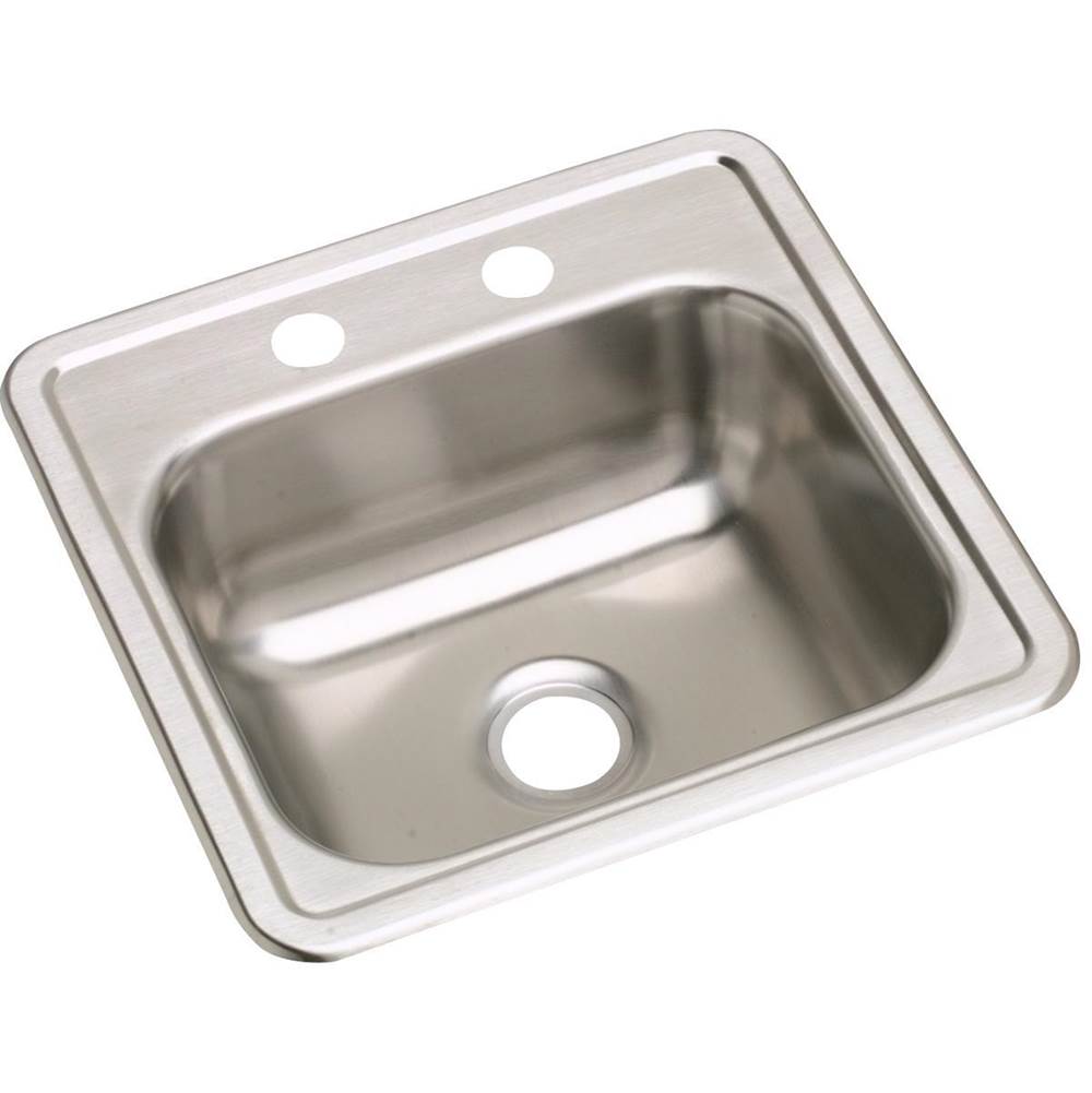 Elkay Dayton Stainless Steel 15'' x 15'' x 5-3/16'', 2-Hole Single Bowl Drop-in Bar Sink with 2'' Drain Opening (10 Pack)