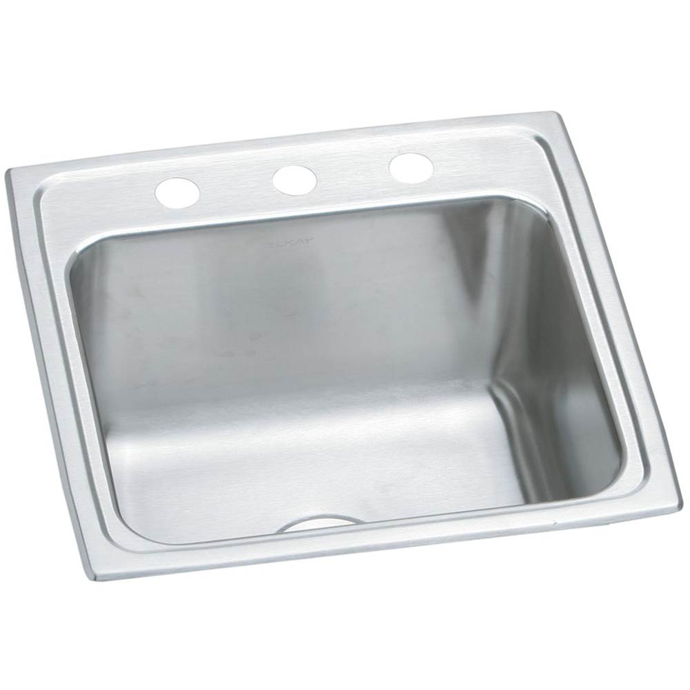 Elkay Lustertone Classic Stainless Steel 19-1/2'' x 19'' x 10-1/8'', OS4-Hole Single Bowl Drop-in Laundry Sink