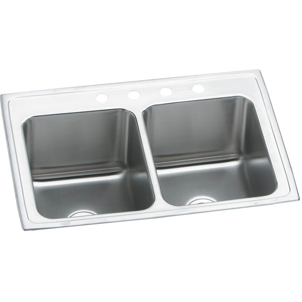 Elkay Lustertone Classic Stainless Steel 25'' x 19-1/2'' x 10-1/8'', Equal Double Bowl Drop-in Sink