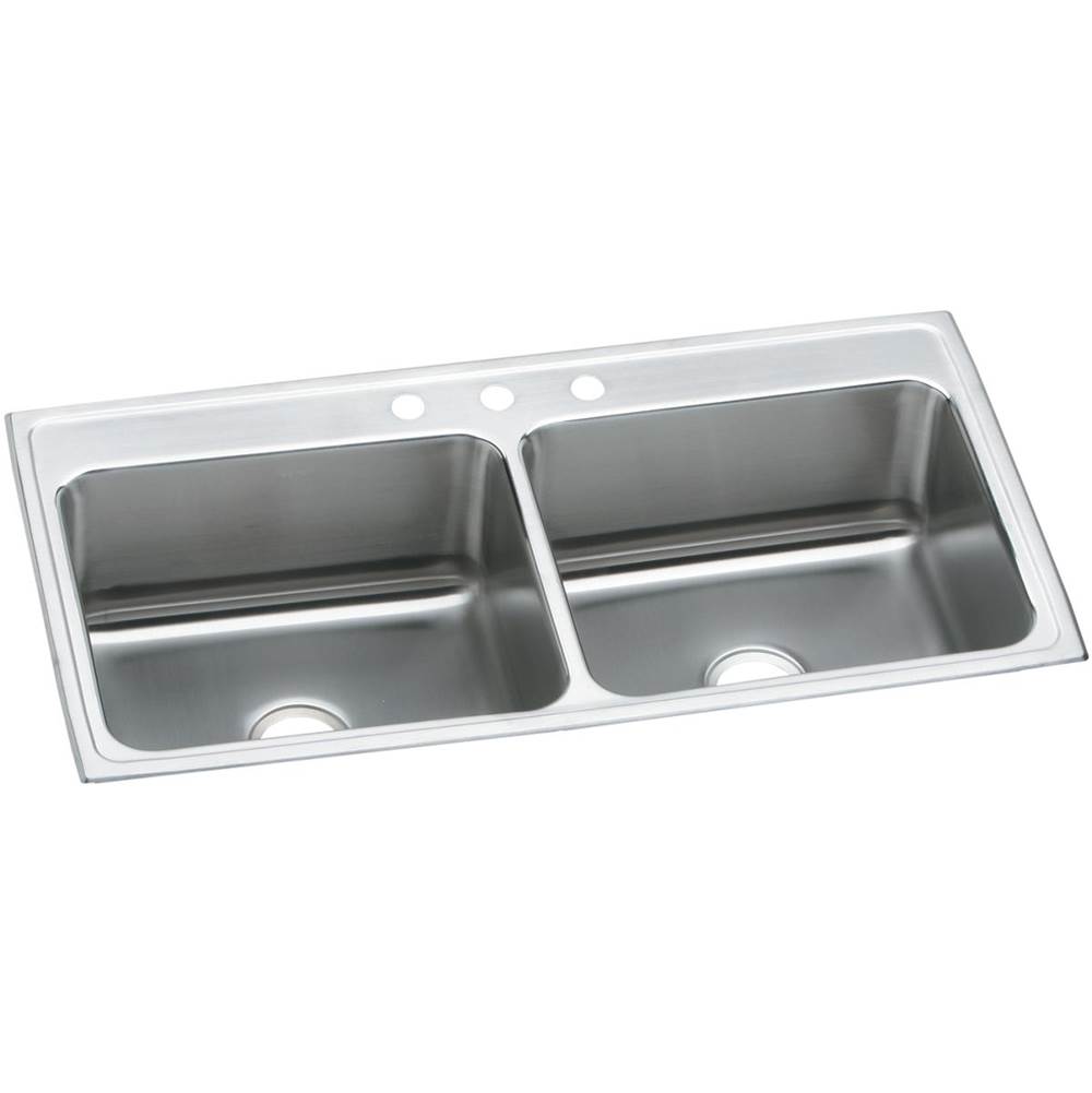 Elkay Lustertone Classic Stainless Steel 43'' x 22'' x 10-1/8'', Equal Double Bowl Drop-in Sink