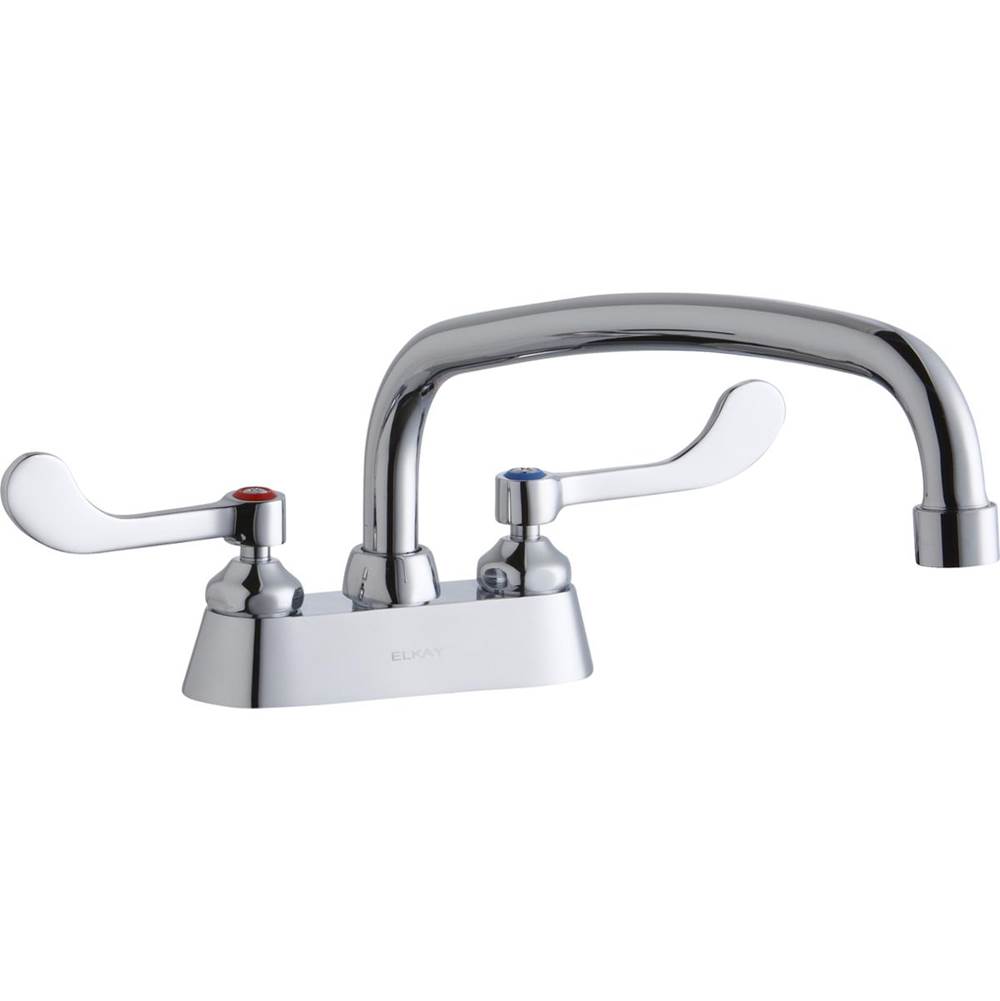 Elkay 4'' Centerset with Exposed Deck Faucet with 12'' Arc Tube Spout 4'' Wristblade Handles