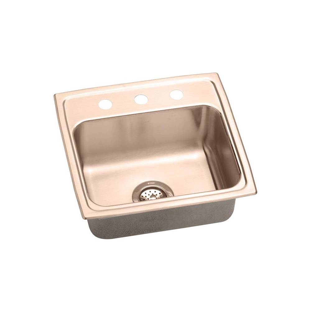 Elkay CuVerro Antimicrobial Copper 19-1/2'' x 19'' x 10-1/8'', 1-Hole Single Bowl Drop-in Sink