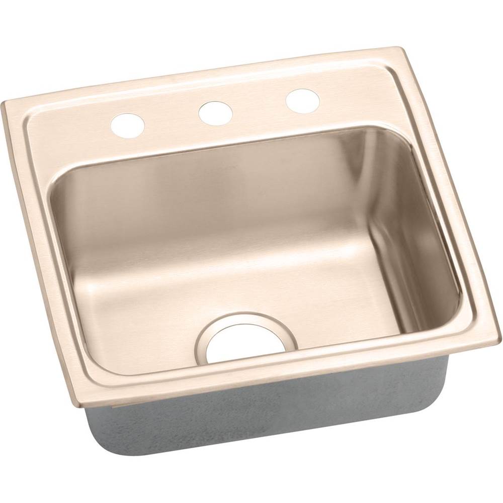Elkay CuVerro Antimicrobial Copper 19-1/2'' x 19'' x 7-1/2'', Single Bowl Drop-in Sink