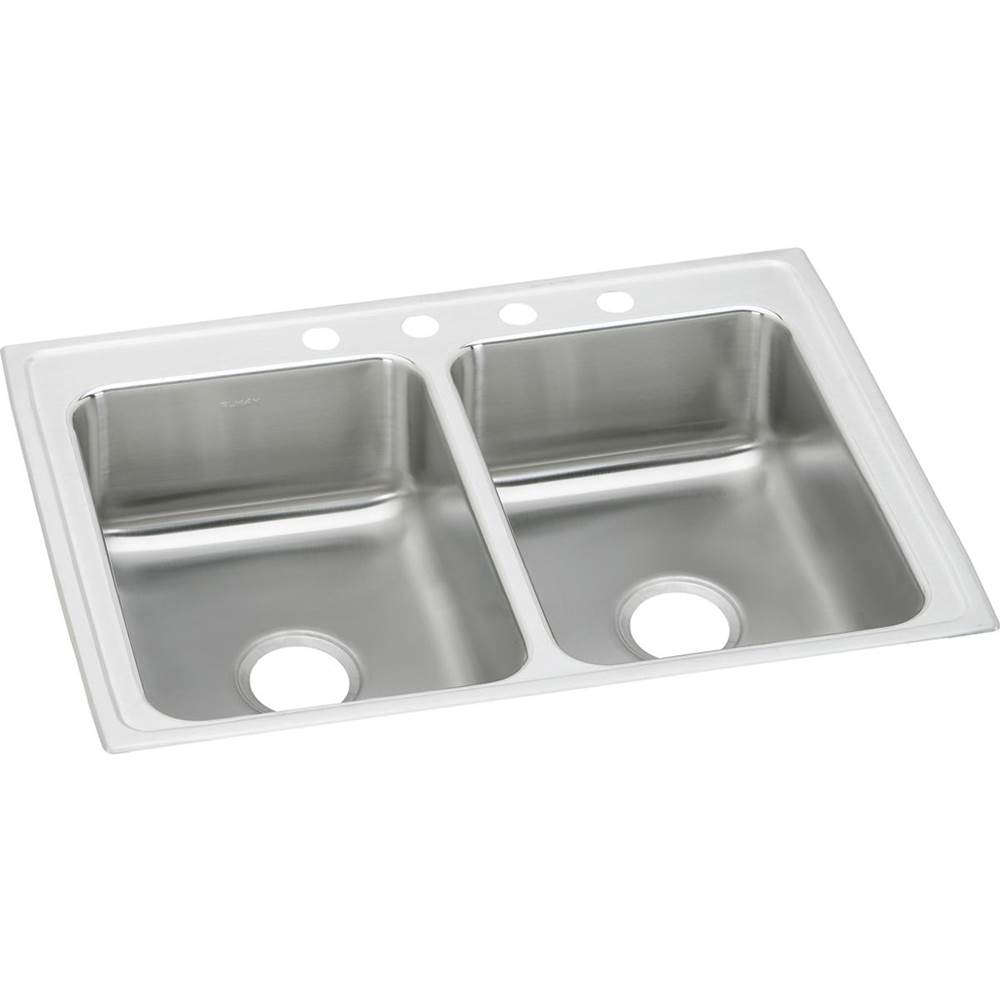 Elkay Lustertone Classic Stainless Steel 25'' x 19-1/2'' x 7-5/8'', 2-Hole Equal Double Bowl Drop-in Sink