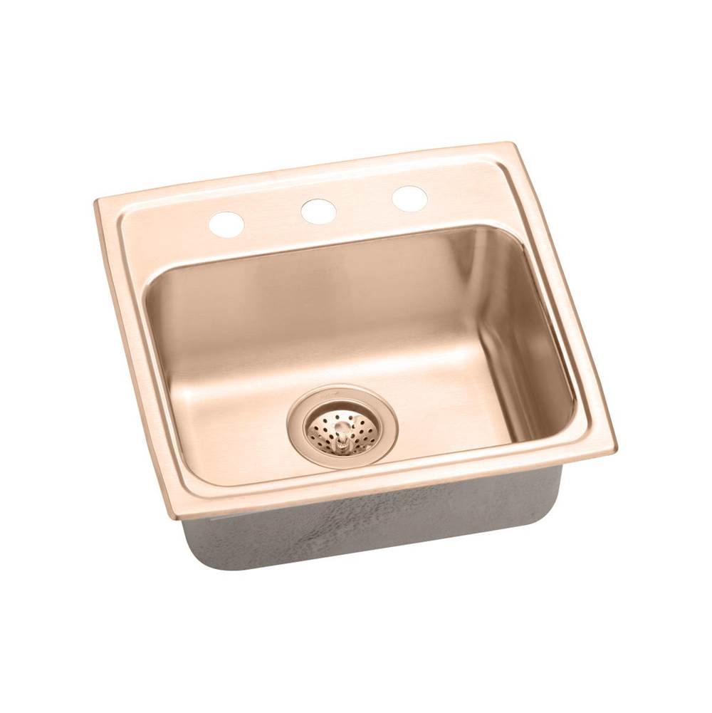Elkay CuVerro Antimicrobial Copper 19'' x 18'' x 6-1/2'', Single Bowl Drop-in ADA Sink