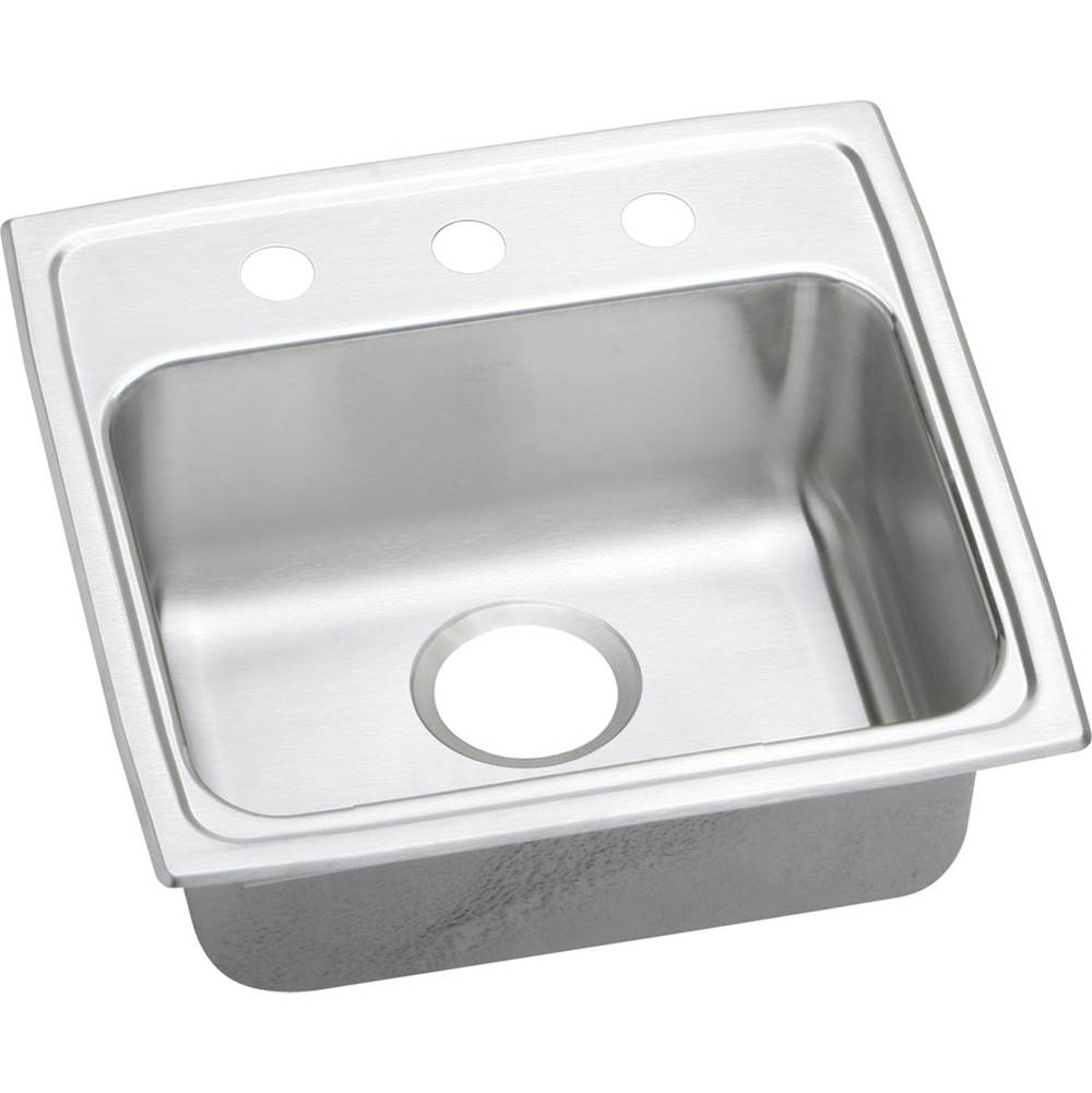 Elkay Lustertone Classic Stainless Steel 19'' x 18'' x 6'', 2-Hole Single Bowl Drop-in ADA Sink with Quick-clip