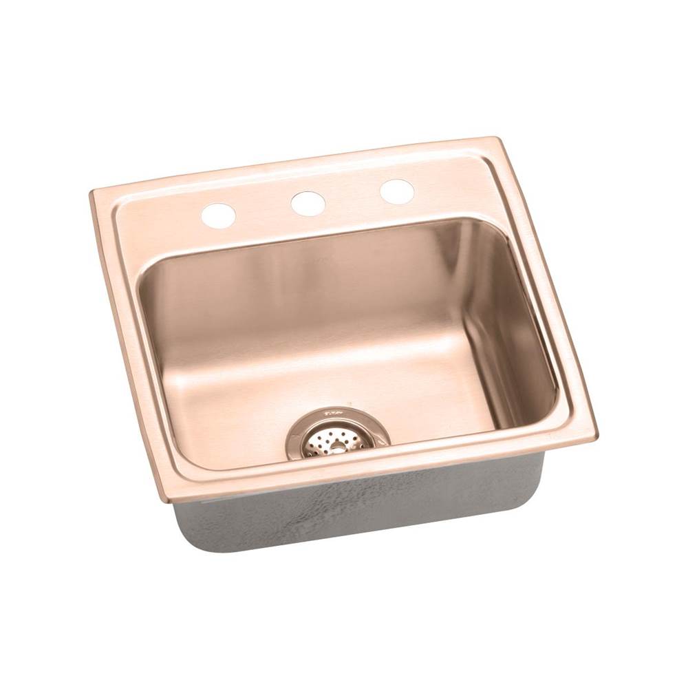 Elkay CuVerro Antimicrobial Copper 19-1/2'' x 19'' x 6'', Single Bowl Drop-in ADA Sink
