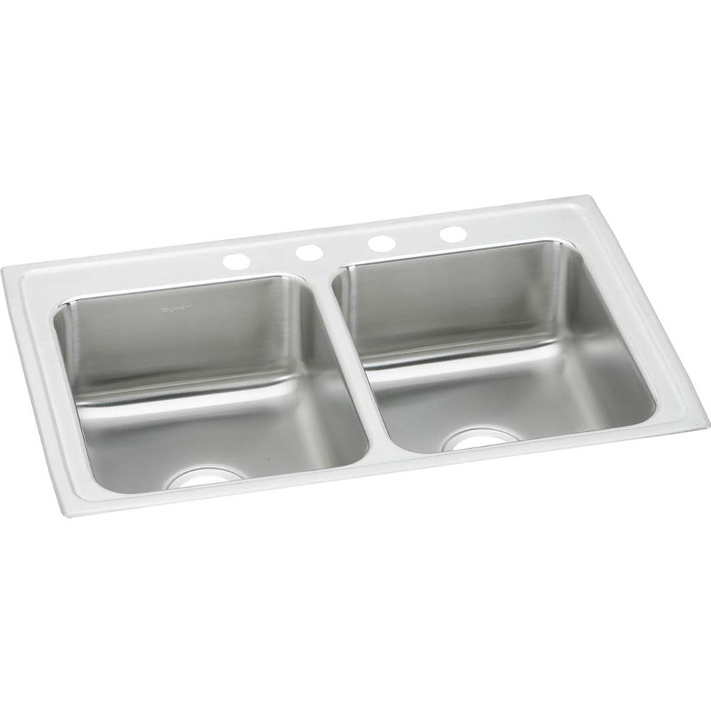 Elkay Lustertone Classic Stainless Steel 29'' x 18'' x 6-1/2'', 4-Hole Equal Double Bowl Drop-in ADA Sink