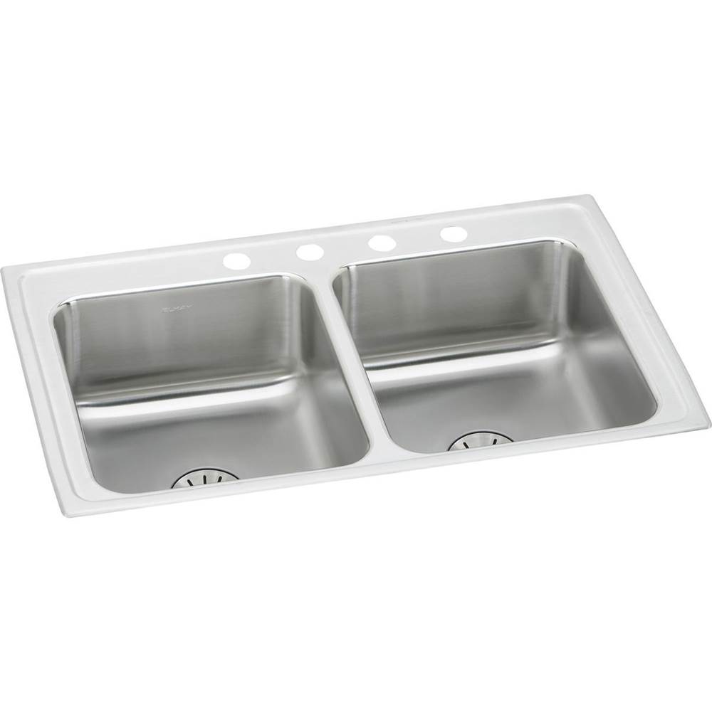 Elkay Lustertone Classic Stainless Steel 29'' x 22'' x 6-1/2'', Equal Double Bowl Drop-in ADA Sink with Perfect Drain
