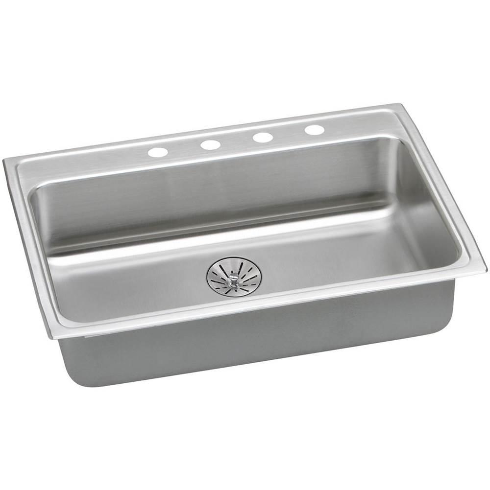 Elkay Lustertone Classic Stainless Steel 31'' x 22'' x 6-1/2'', 1-Hole Single Bowl Drop-in ADA Sink with Perfect Drain and Quick-clip