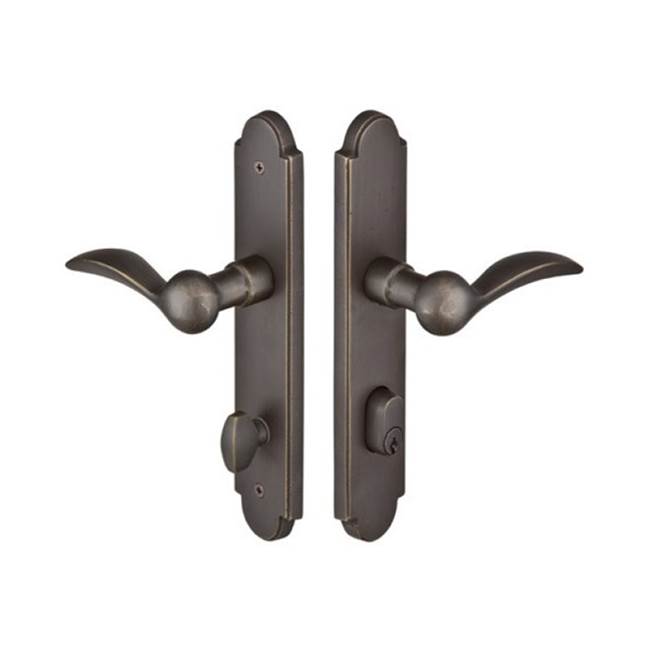 Emtek Multi Point C1, Keyed with American Cyl, Arched Style, 2'' x 10'', Teton Lever, LH, MB