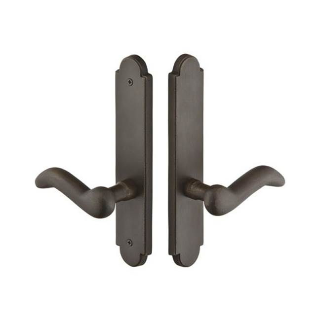 Emtek Multi Point C6, Non-Keyed Fixed Handle OS, Operating Handle IS, Arched Style, 2'' x 10'', Yuma Lever, LH, MB