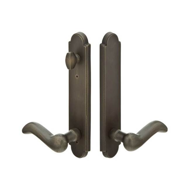Emtek Multi Point C7, Non-Keyed American T-turn IS, Fixed Handles, Arched Style, 2'' x 10'', Aurora Lever, LH, TWB