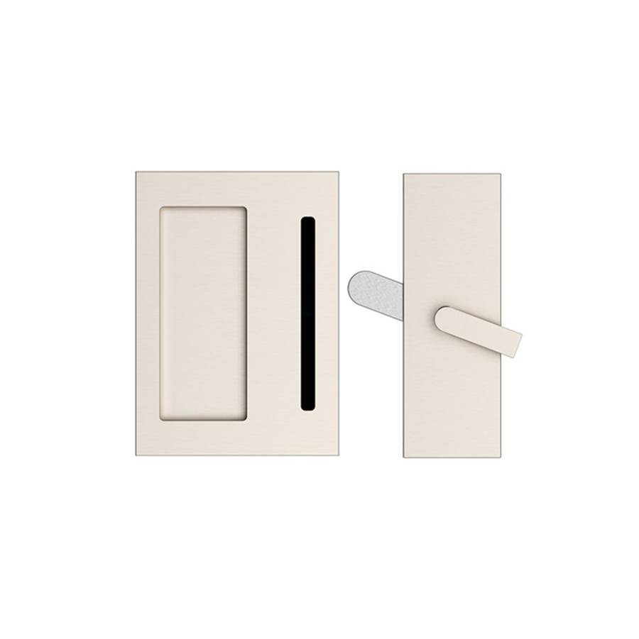 Emtek Modern Rectangular Barn Door Privacy Lock and Flush Pull with Integrated Strike US3NL