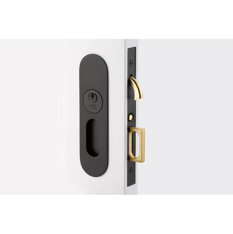 Emtek Keyed, Narrow Oval Pocket Door Mortise Lock, US26