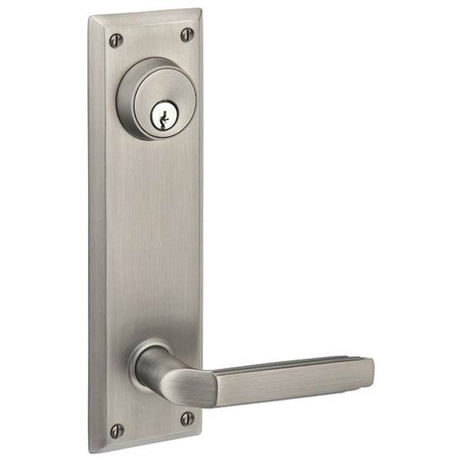 Emtek Passage Double Keyed, Sideplate Locksets Quincy 5-1/2'' Center to Center Keyed, Ribbon and Reed Lever, LH, US7