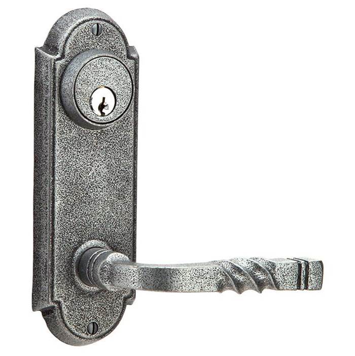 Emtek Dummy Pair Keyed, Sideplate Locksets No.5 3-5/8'' Center to Center Keyed, Jamestown Knob, SWS