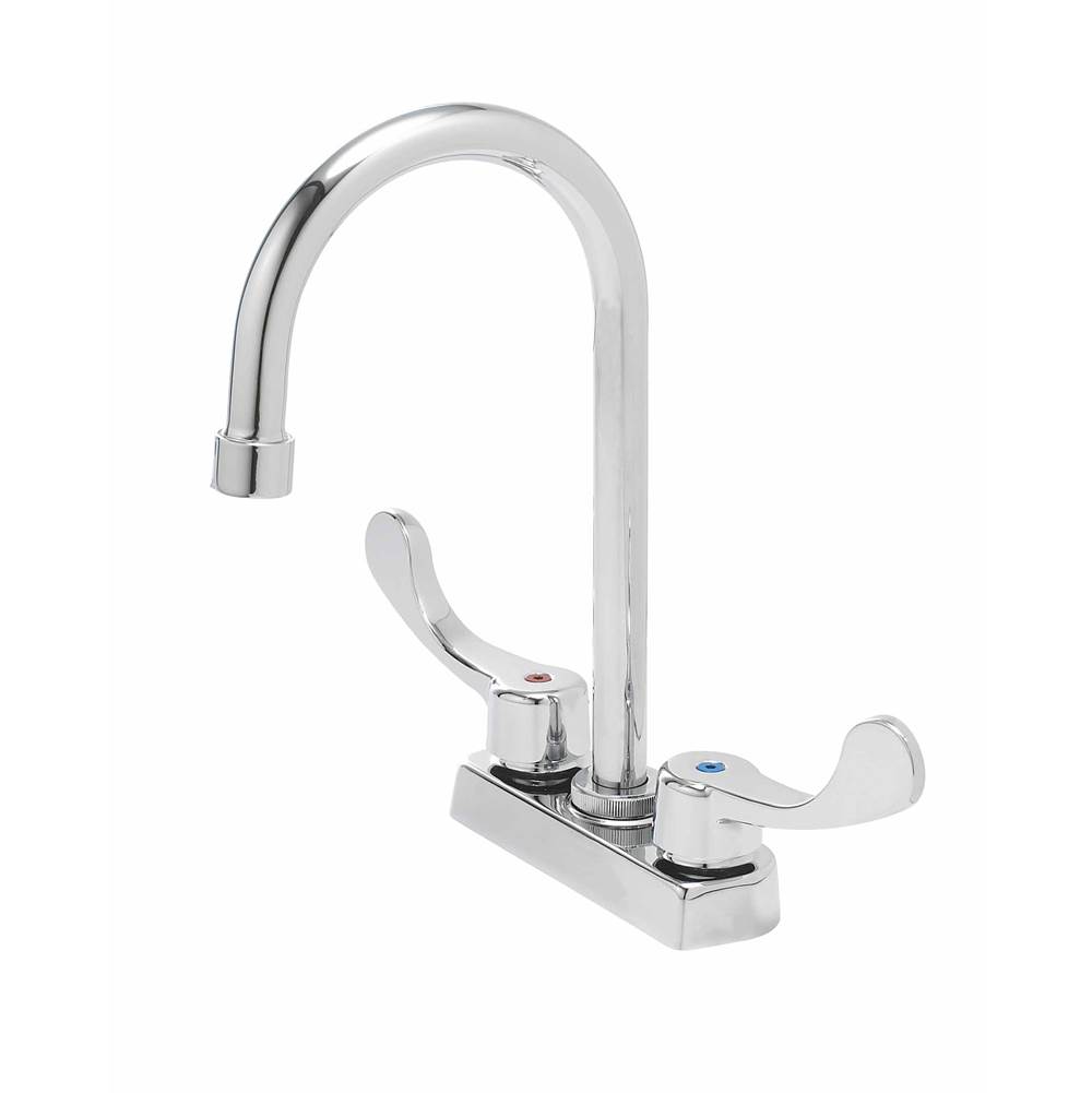 Gerber Plumbing Commercial 2H Centerset Lavatory Faucet w/ Gooseneck Spout Wrist Blade Handles & Less Drain 0.5gpm Chrome