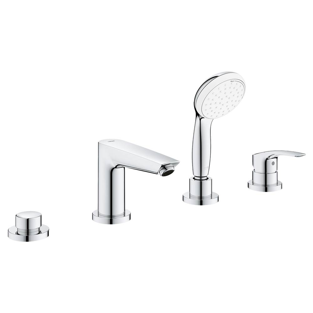 Grohe 4-Hole Single Handle Deck Mount Roman Tub Faucet with 1.75 GPM Hand Shower