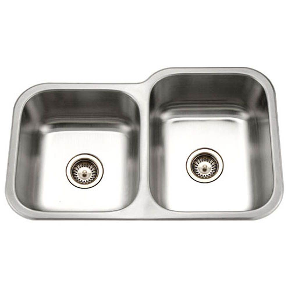 Hamat Undermount Stainless Steel 40/60 Double Bowl Kitchen Sink, Small Bowl Left