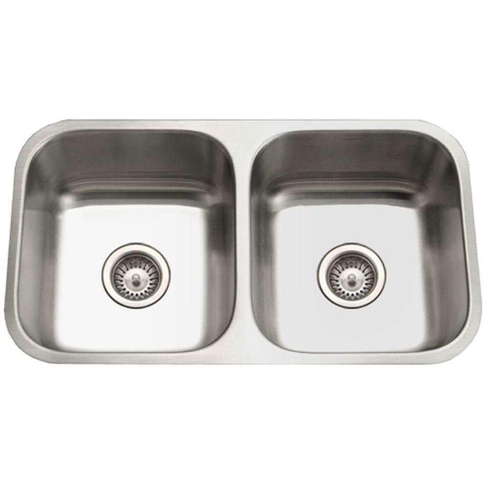 Hamat Undermount Stainless Steel 50/50 Double Bowl Kitchen Sink, 18 Gauge