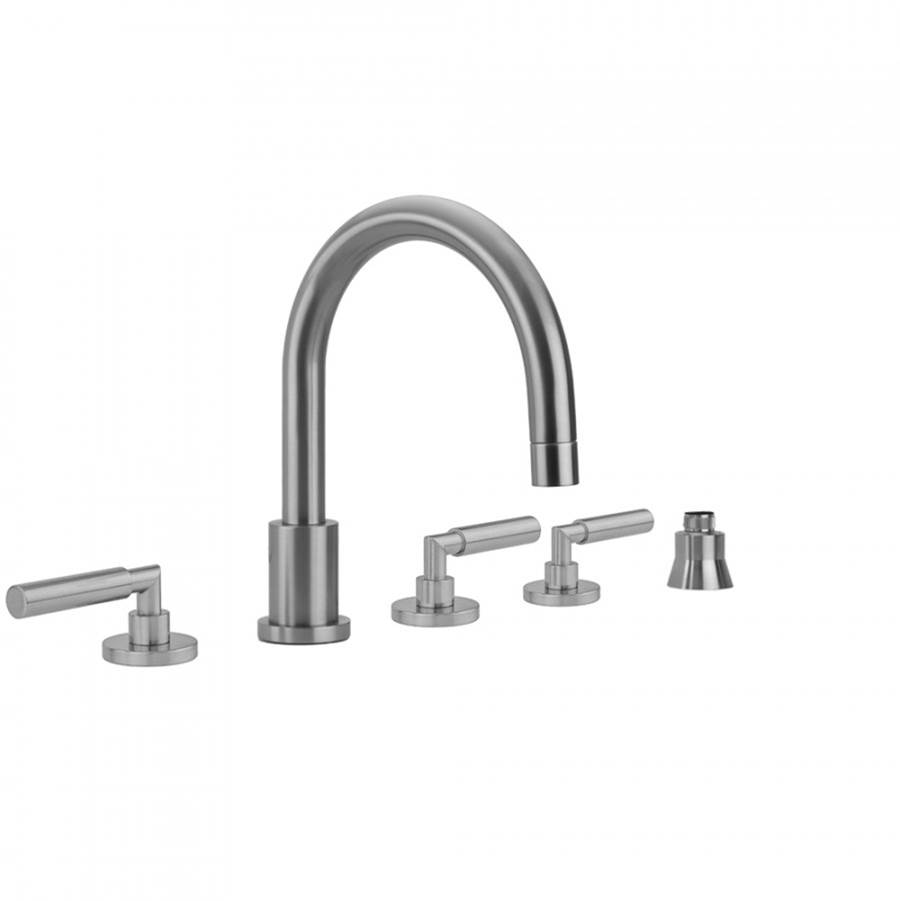 Jaclo Contempo Roman Tub Set with Hub Base Lever Handles and Straight Handshower Holder
