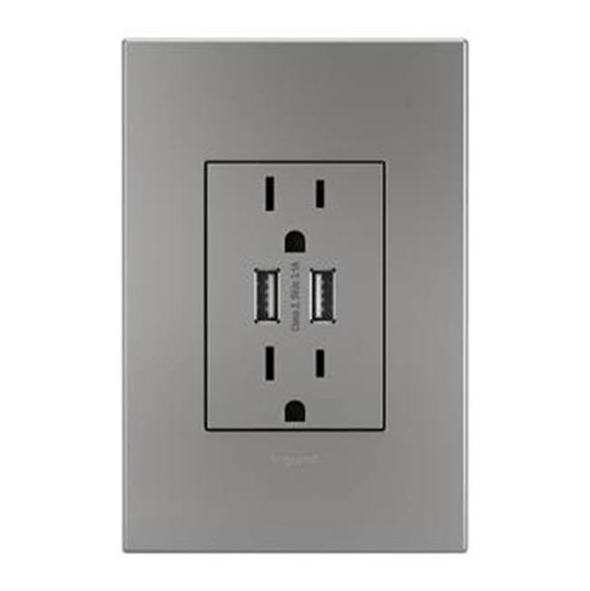Legrand Dual USB Plus-Size Outlet Combo with Matching Wall Plate