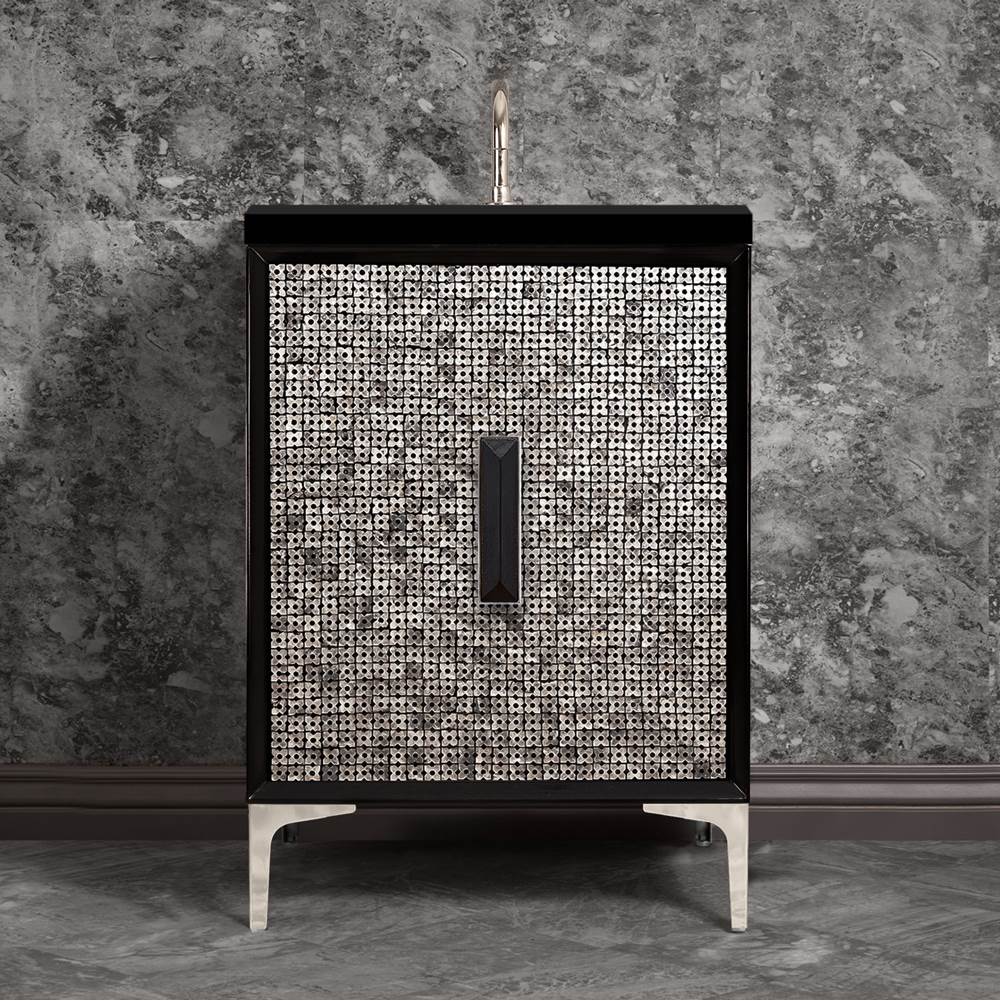 Linkasink MOTHER OF PEARL with 8'' Artisan Glass Prism Hardware 24'' Wide Vanity, Black, Polished Nickel Hardware, 24'' x 22'' x 33.5'' (without vanity top)