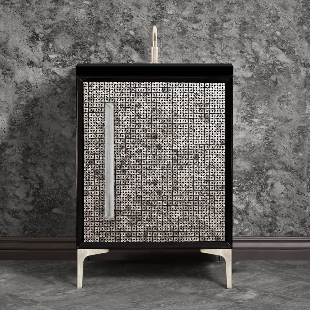 Linkasink MOTHER OF PEARL with 18'' Artisan Glass Prism Hardware 24'' Wide Vanity, Black, Satin Nickel Hardware, 24'' x 22'' x 33.5'' (without vanity top)