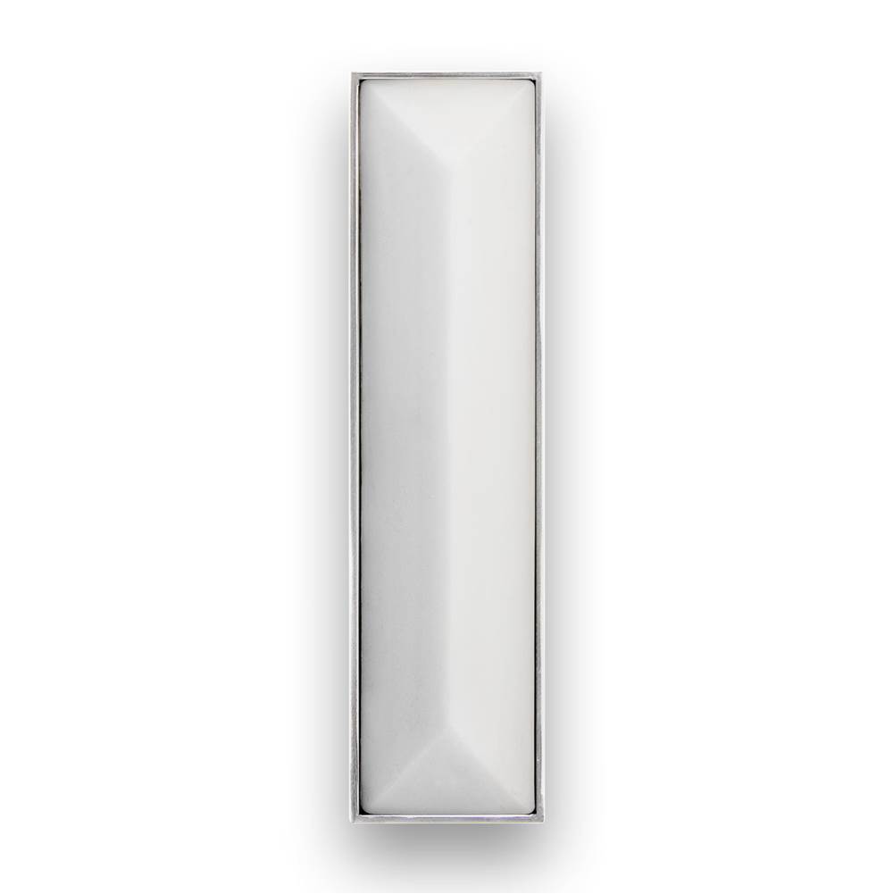 Linkasink 8'' Artisan Glass Prism Vanity Hardware, Small Rectangle with White Prism