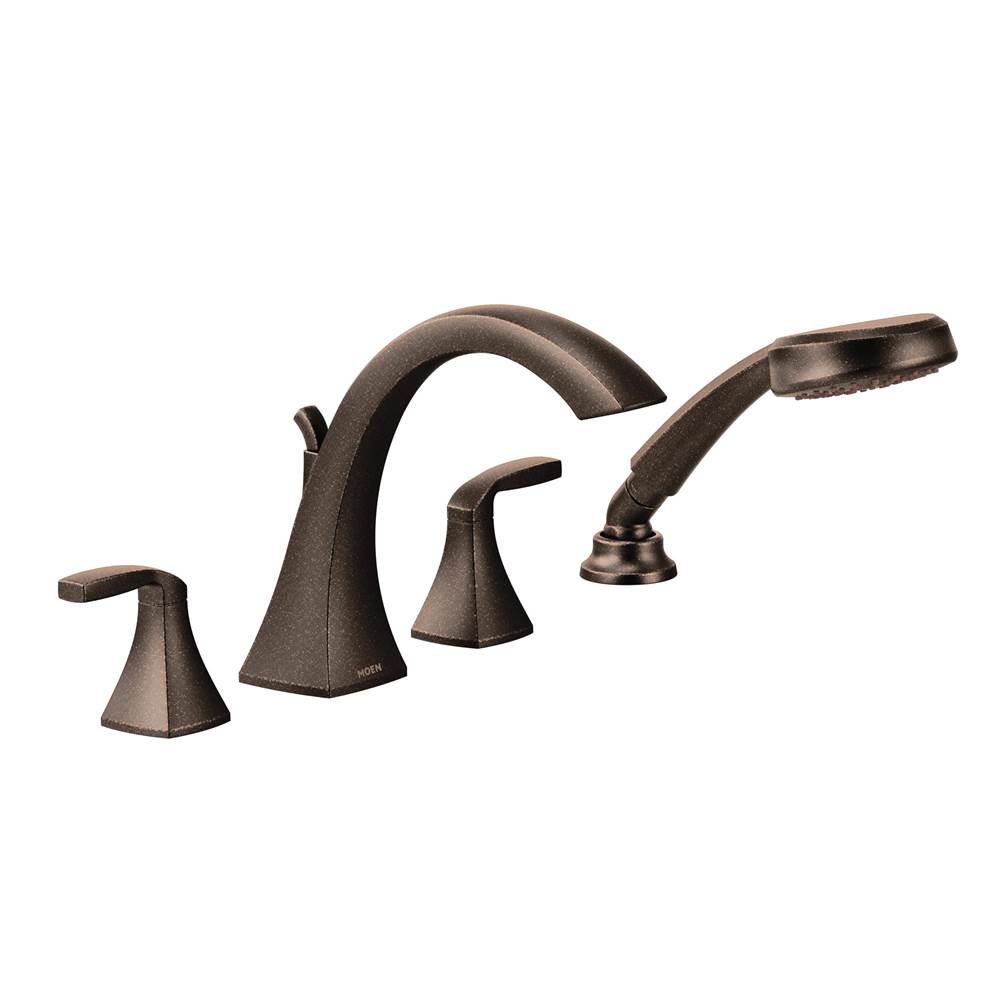 Moen Voss 2-Handle High-Arc Roman Tub Faucet Trim Kit with Hand Shower in Oil Rubbed Bronze (Valve Sold Separately)