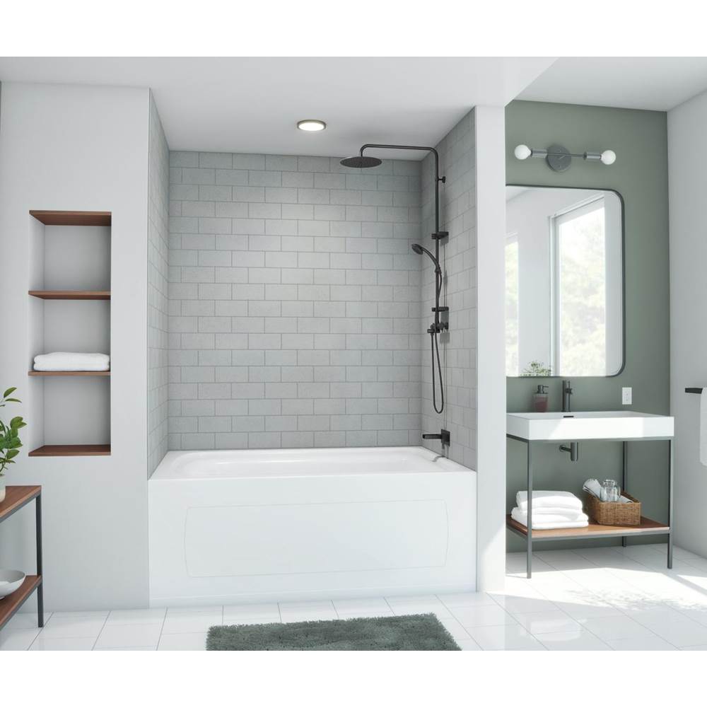 Swan MTMK72-4262 42 x 62 x 72 Swanstone® Metro Subway Tile Glue up Bathtub and Shower Wall Kit in Ash Gray