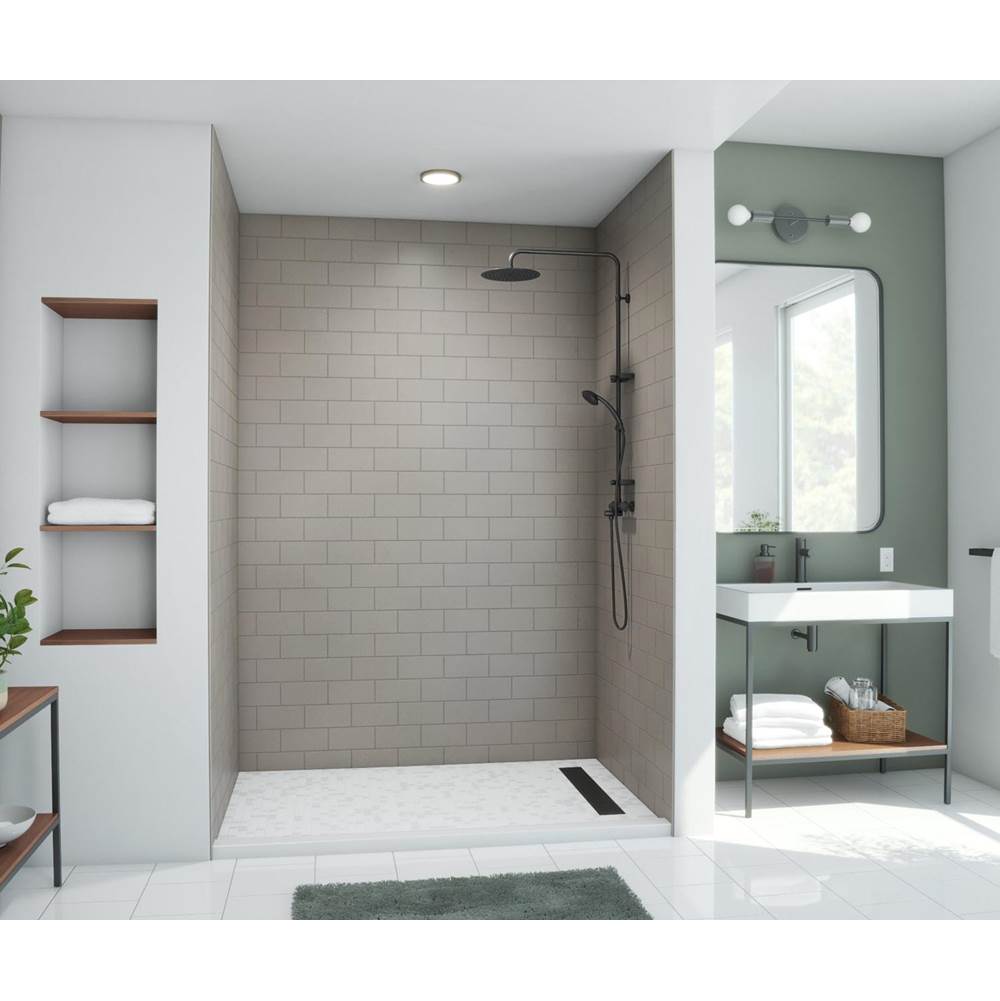 Swan MTMK96-3462 34 x 62 x 96 Swanstone® Metro Subway Tile Glue up Bathtub and Shower Wall Kit in Sandstone