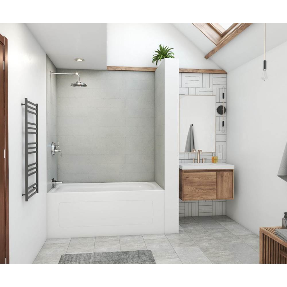 Swan MSMK72-3650 36 x 50 x 72 Swanstone® Modern Subway Tile Glue up Bathtub and Shower Wall Kit in Ash Gray
