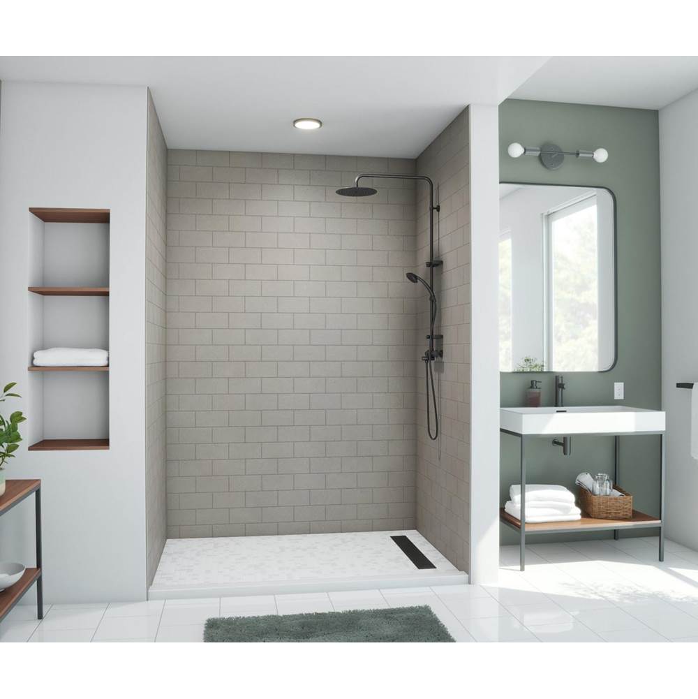 Swan MTMK96-3462 34 x 62 x 96 Swanstone® Metro Subway Tile Glue up Bathtub and Shower Wall Kit in Clay