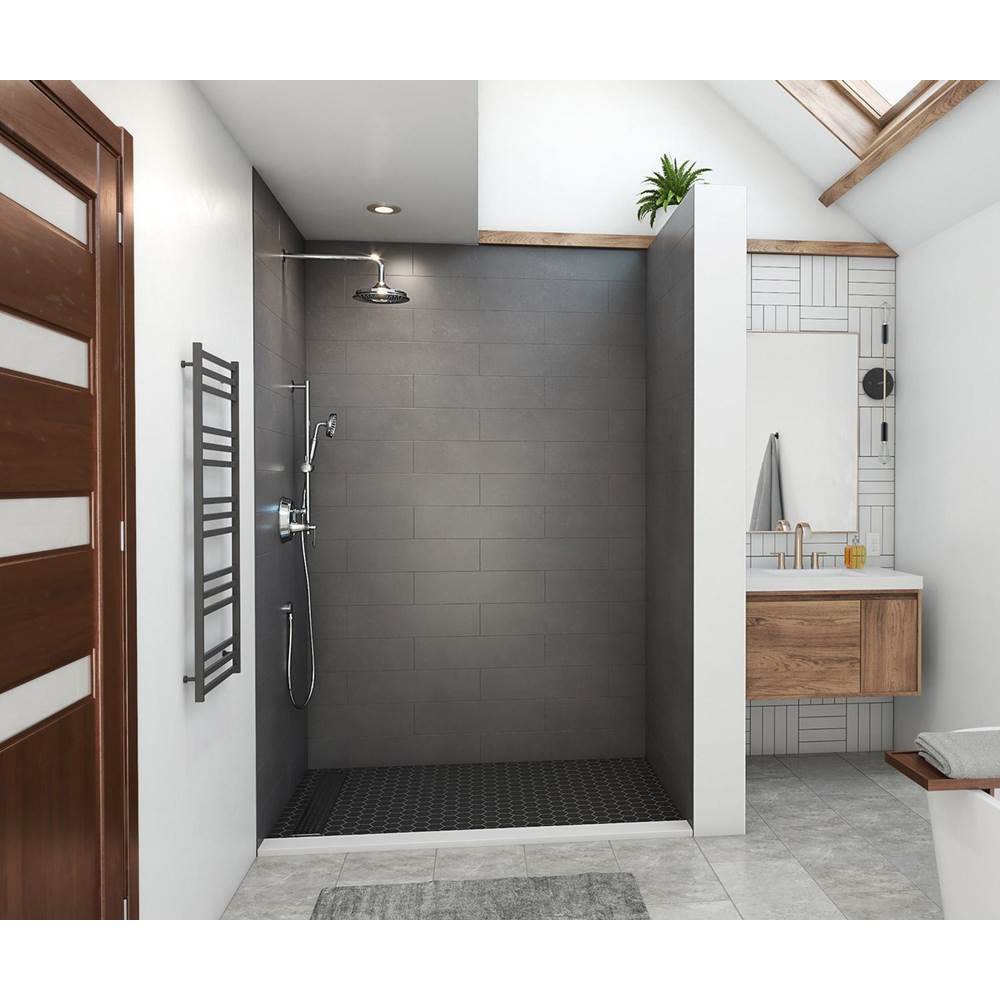Swan MSMK96-3462 34 x 62 x 96 Swanstone® Modern Subway Tile Glue up Shower Wall Kit in Charcoal Gray
