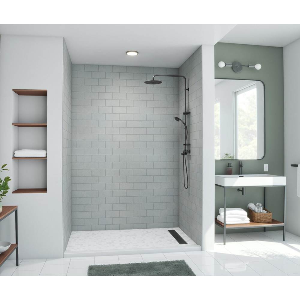 Swan MTMK96-3262 32 x 62 x 96 Swanstone® Metro Subway Tile Glue up Bathtub and Shower Wall Kit in Ash Gray